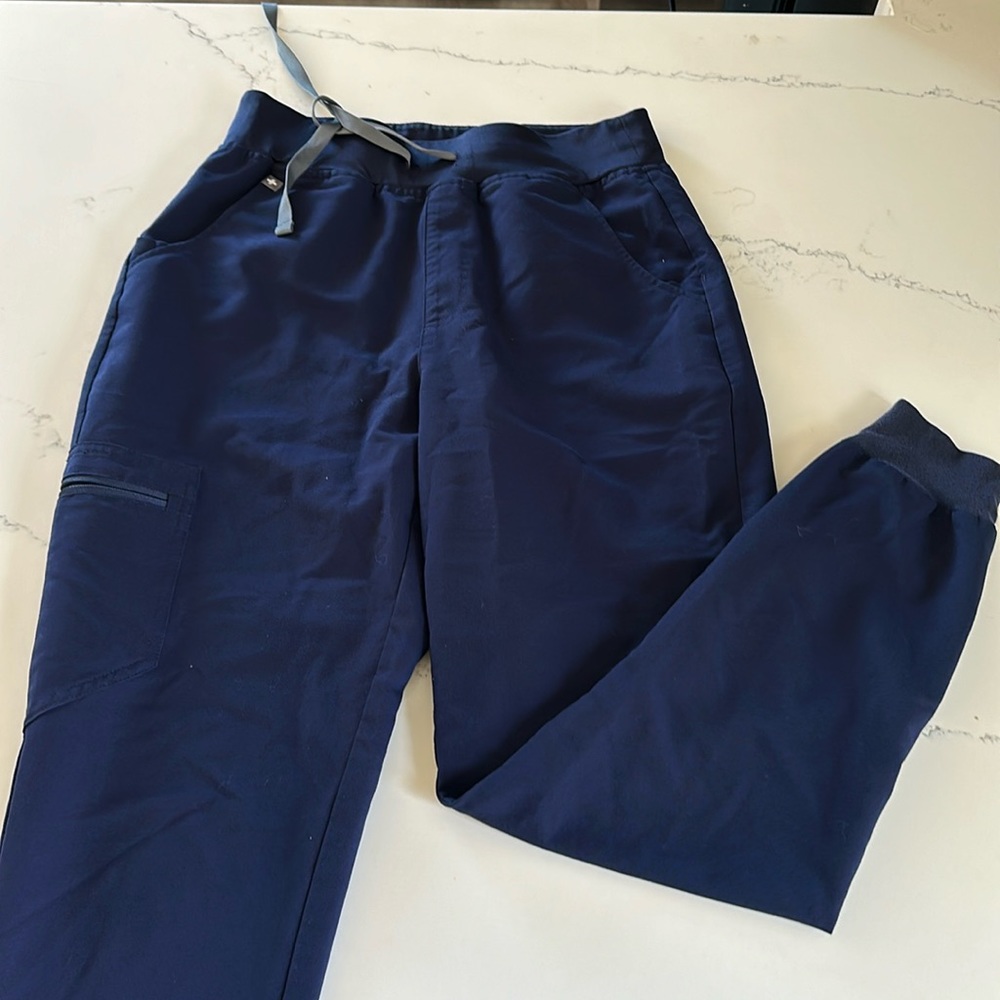 Figs Zamora high waisted jogger scrub pants size S small navy blue